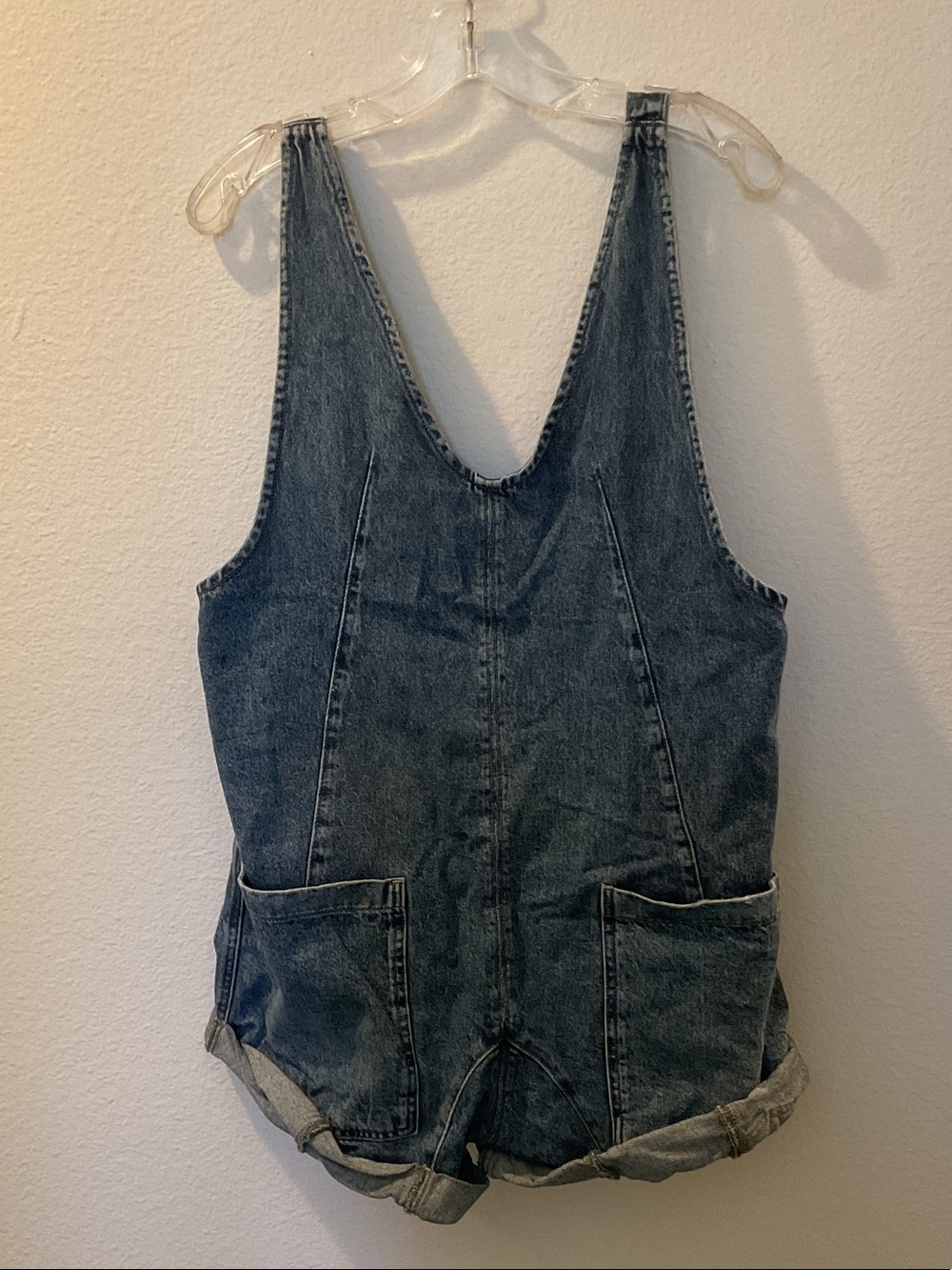 We The Free Washed Blue Denim Short Overalls XS